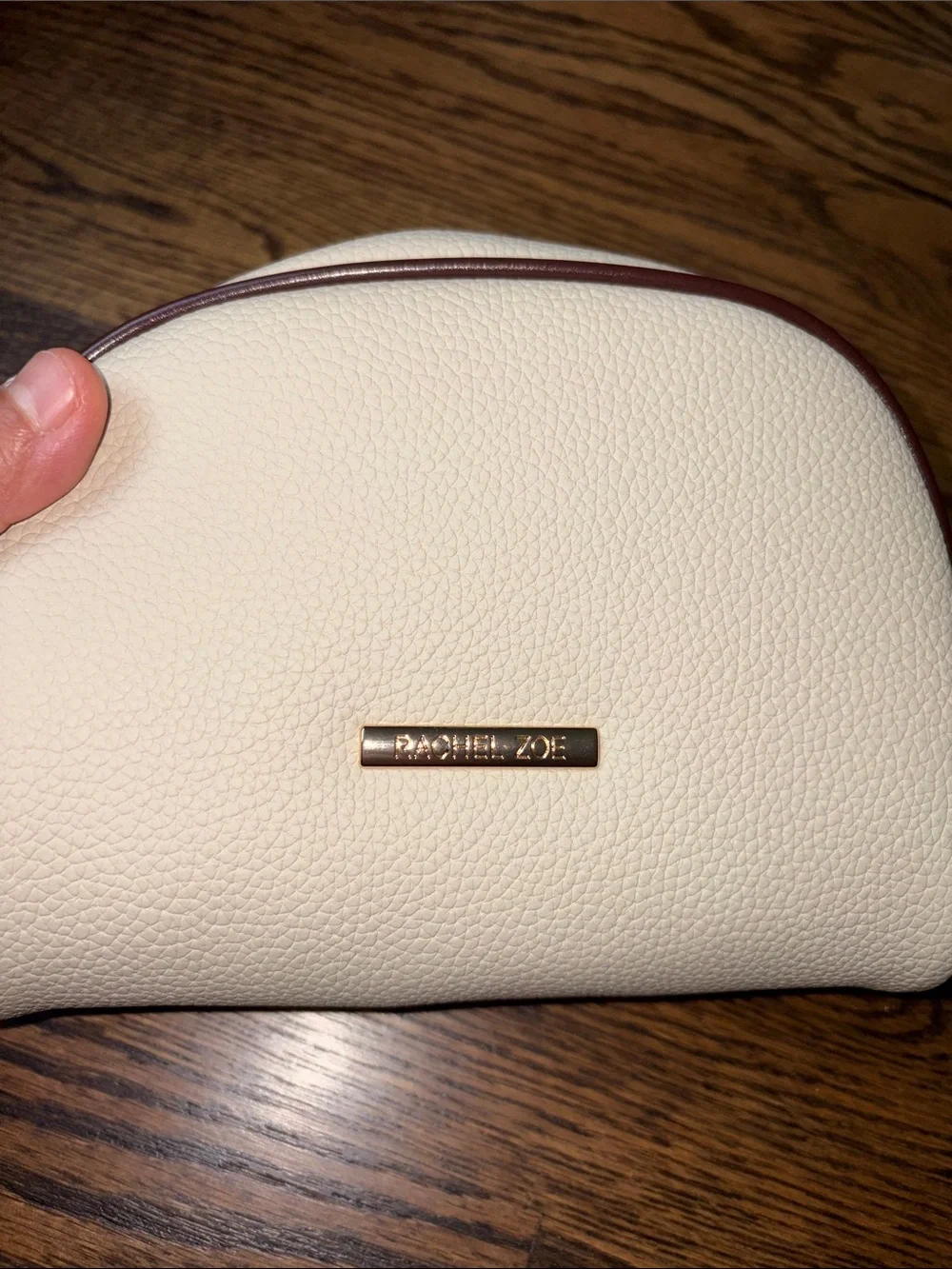 NWT Rachel Zoe Cosmetic Pouch w Brown Trim